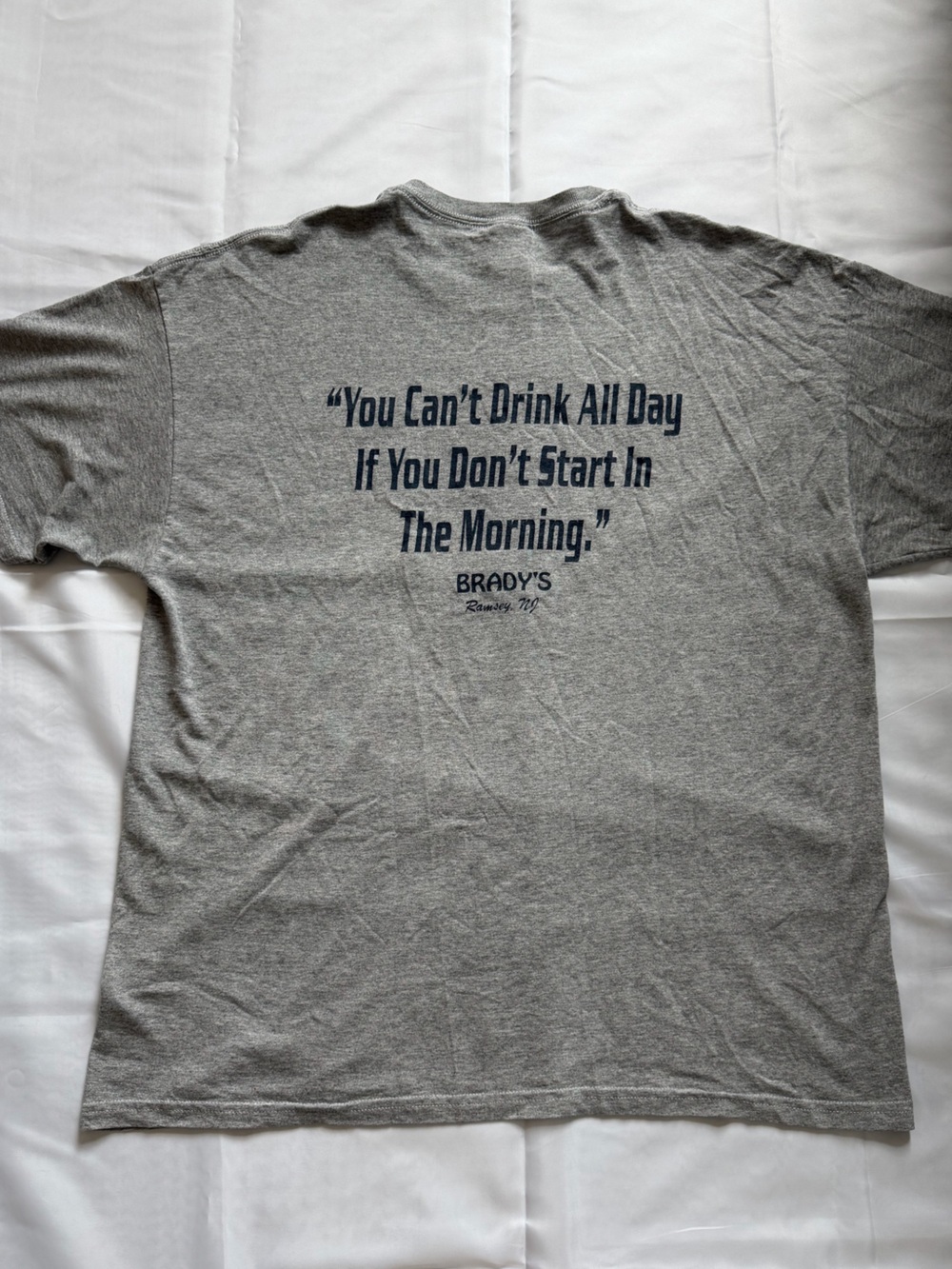 Hanes Gray Short Sleeve Tee with Navy Back Slogan